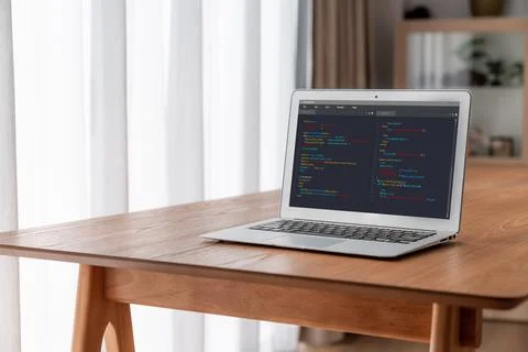 Software development programming on computer screen for modish application 스톡 사진