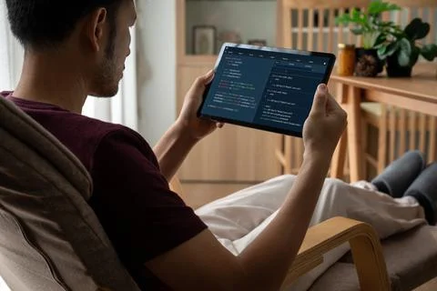 Software development programming on computer screen for modish application Photos