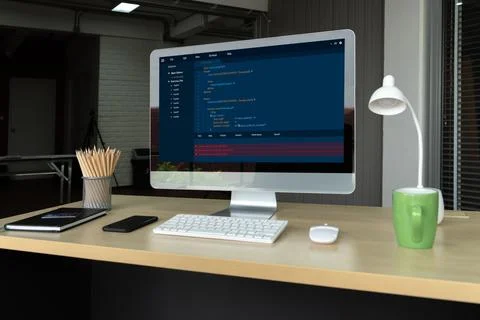 Software development programming on computer screen for modish application Photos