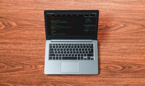 Software development programming on computer screen for modish application Stock Photos