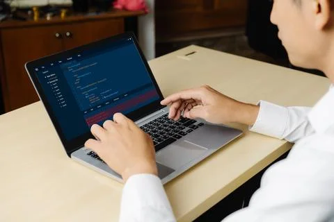 Software development programming on computer screen for modish application 写真素材