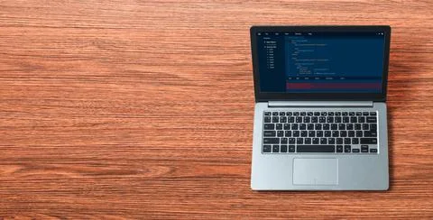 Software development programming on computer screen for modish application Foto stock