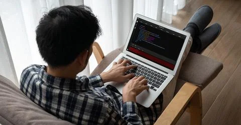 Software development programming on computer screen for modish application 写真素材