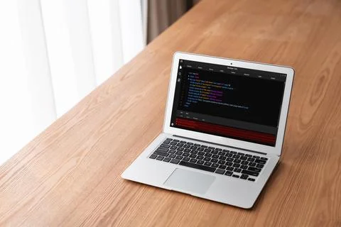 Software development programming on computer screen for modish application Foto stock
