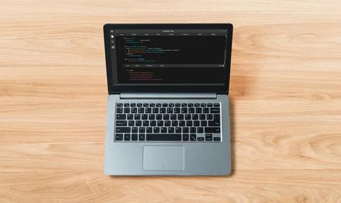Software development programming on computer screen for modish application Stock Photos