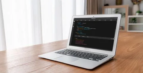 Software development programming on computer screen for modish application 写真素材