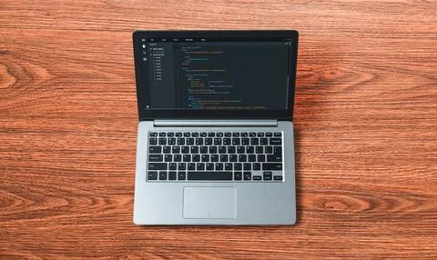Software development programming on computer screen for modish application 스톡 사진