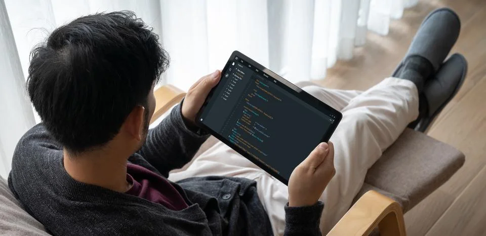 Software development programming on computer screen for modish application Photos
