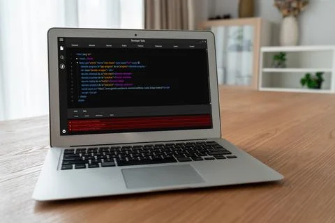 Software development programming on computer screen for modish application Stock Photos