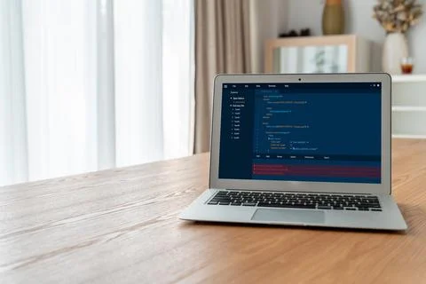 Software development programming on computer screen for modish application Stockfoto's