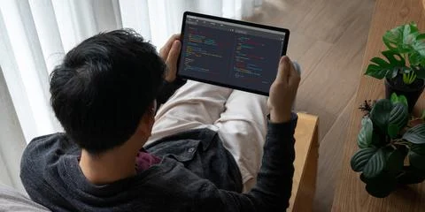 Software development programming on computer screen for modish application Photos