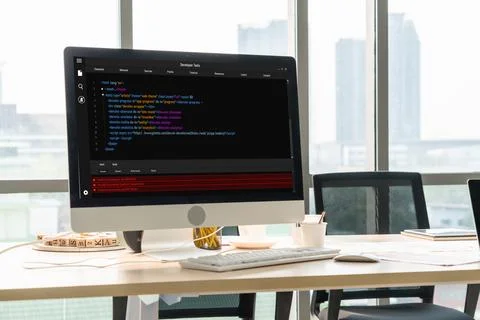 Software development programming on computer screen for modish application Photos
