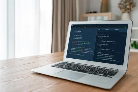 Software development programming on computer screen for modish application Photos