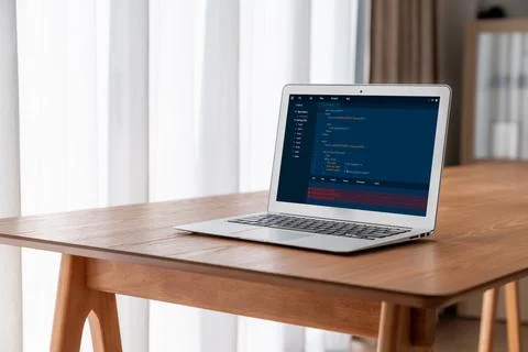 Software development programming on computer screen for modish application Foto stock