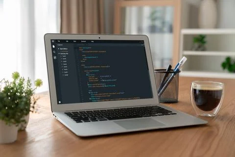 Software development programming on computer screen for modish application Photos