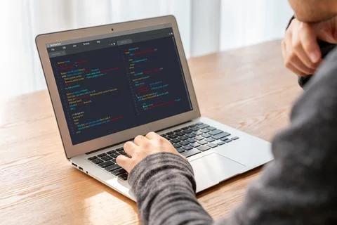 Software development programming on computer screen for modish application Photos