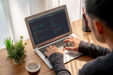 Software development programming on computer screen for modish application Photos
