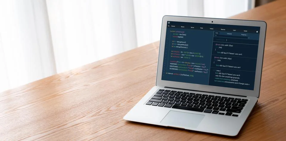 Software development programming on computer screen for modish application Photos