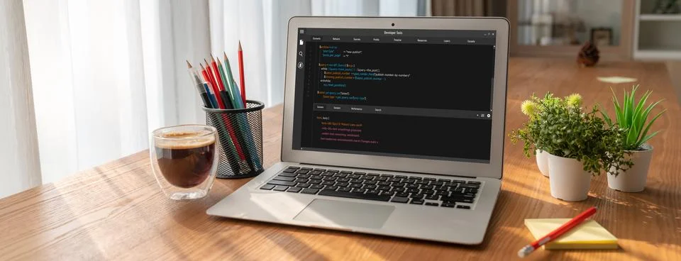Software development programming on computer screen for modish application Photos