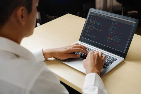 Software development programming on computer screen for modish application 写真素材