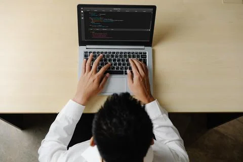 Software development programming on computer screen for modish application 写真素材