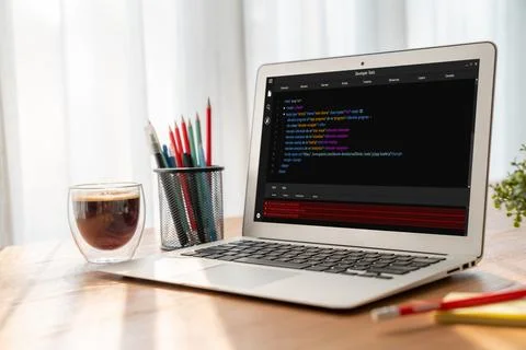 Software development programming on computer screen for modish application Photos