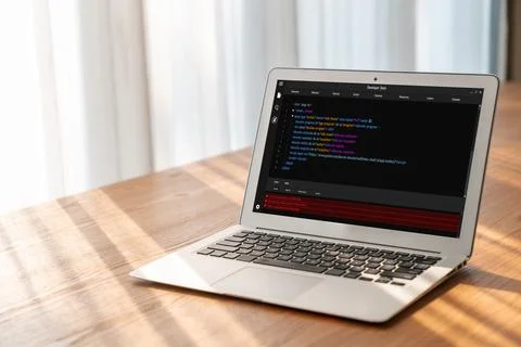 Software development programming on computer screen for modish application 스톡 사진