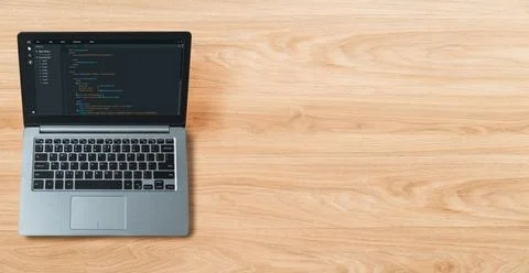 Software development programming on computer screen for modish application 写真素材