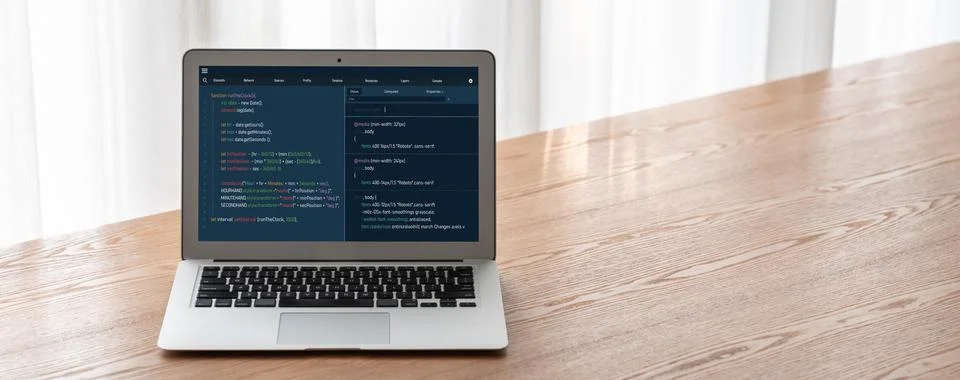 Software development programming on computer screen for modish application 写真素材