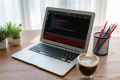 Software development programming on computer screen for modish application Photos