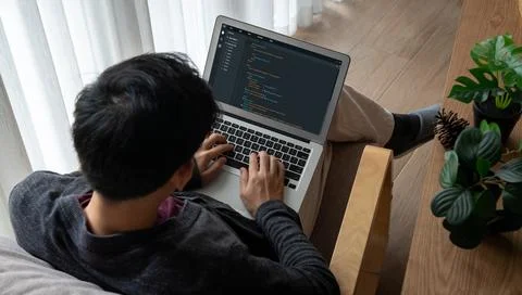 Software development programming on computer screen for modish application Stock-Fotos