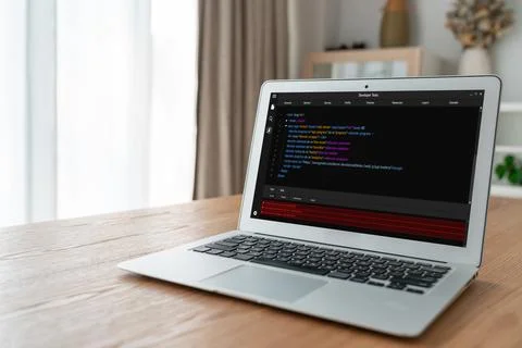 Software development programming on computer screen for modish application Fotos de archivo