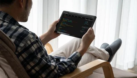 Software development programming on computer screen for modish application Photos