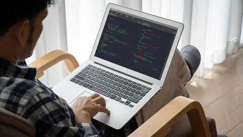 Software development programming on computer screen for modish application Photos