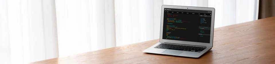 Software development programming on computer screen for modish application Foto stock