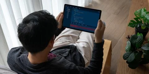 Software development programming on computer screen for modish application Photos