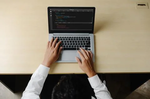 Software development programming on computer screen for modish application Stockfoto's