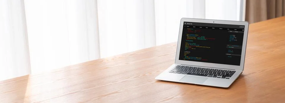 Software development programming on computer screen for modish application Foto stock