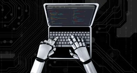 Software development programming on computer screen for modish application 스톡 사진