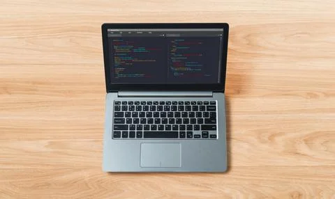 Software development programming on computer screen for modish application 스톡 사진