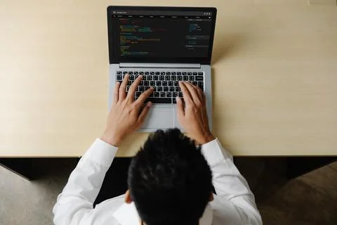 Software development programming on computer screen for modish application Stock Photos