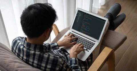 Software development programming on computer screen for modish application 写真素材