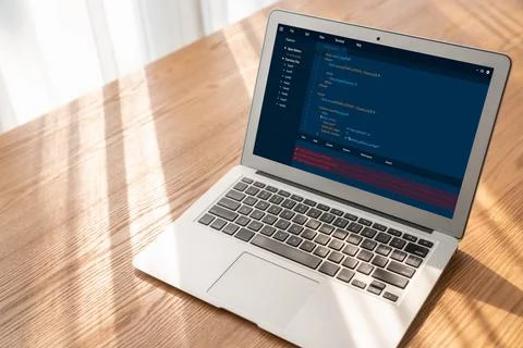 Software development programming on computer screen for modish application 写真素材