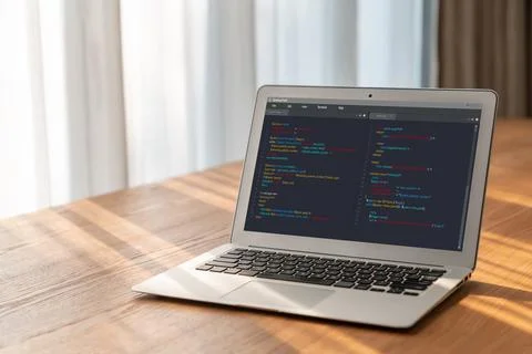 Software development programming on computer screen for modish application Foto stock
