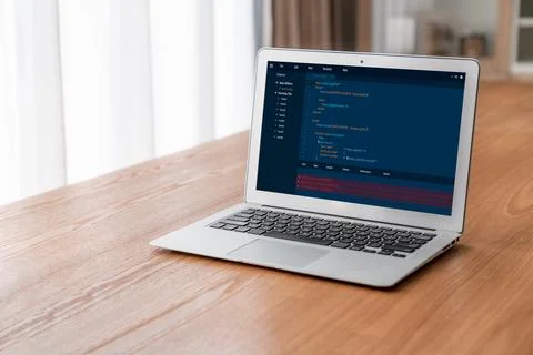 Software development programming on computer screen for modish application Stock-Fotos
