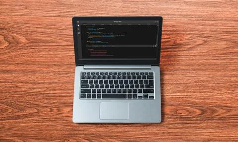 Software development programming on computer screen for modish application Stock Photos