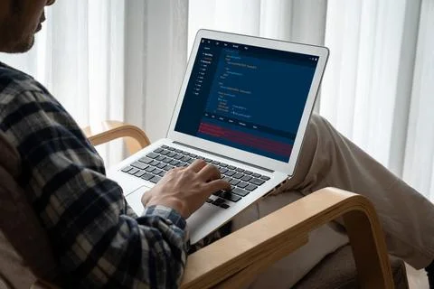 Software development programming on computer screen for modish application 写真素材