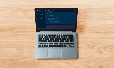 Software development programming on computer screen for modish application Stock Photos