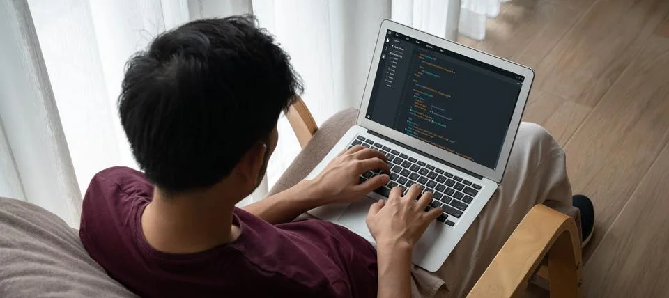 Software development programming on computer screen for modish application Photos