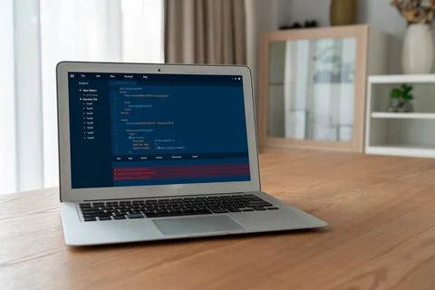 Software development programming on computer screen for modish application Stock-Fotos